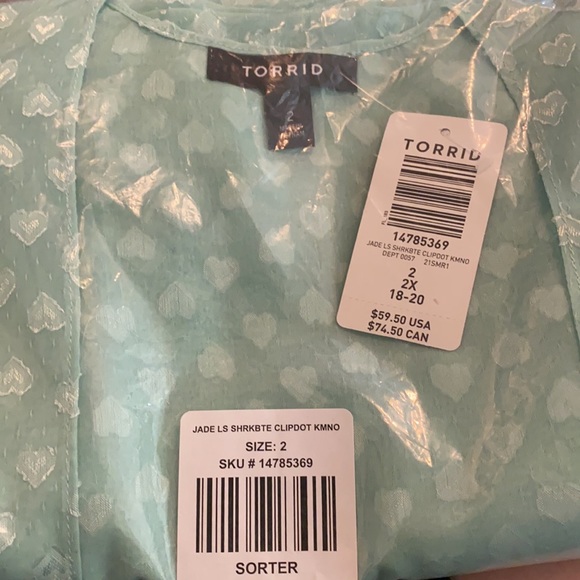 NWT TORRID Mint Clip Dot Shark Bite Kimono - Picture 7 of 8